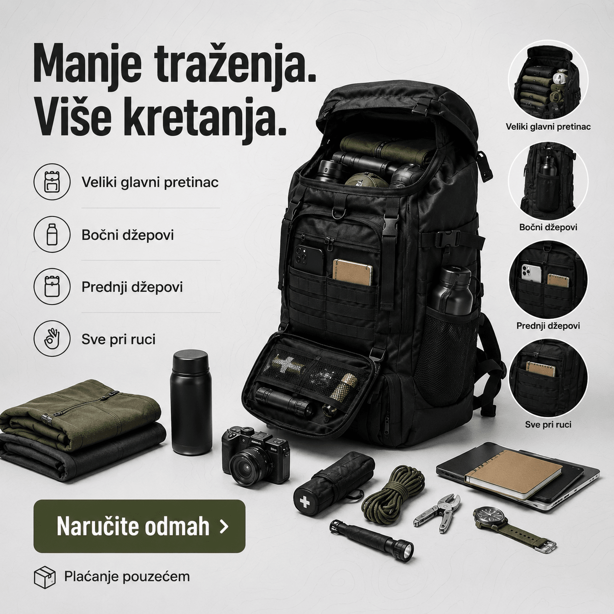 Taktički Outdoor Ruksak 70–80 L – – Maskirna – slika 6