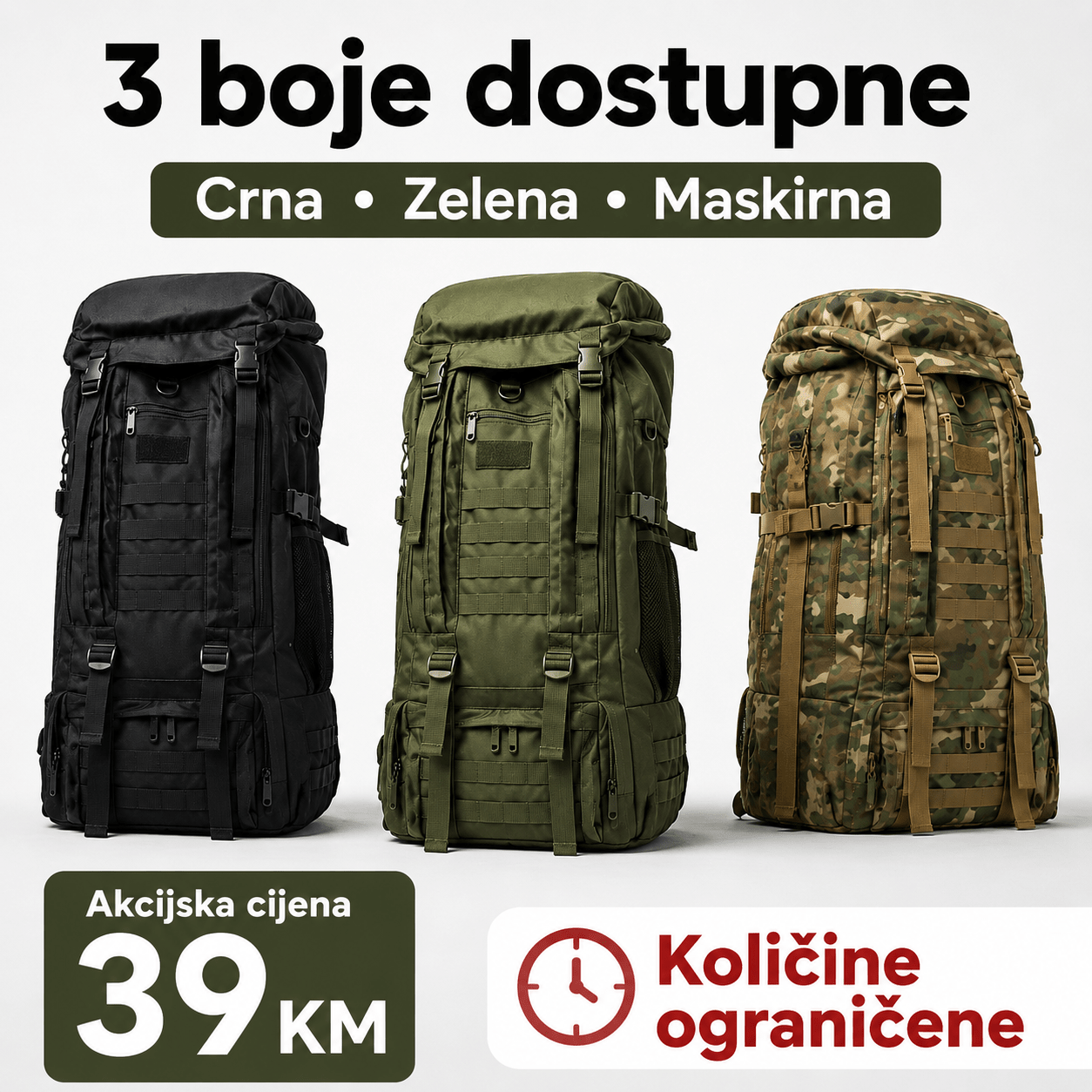 Taktički Outdoor Ruksak 70–80 L – – Maskirna – slika 1