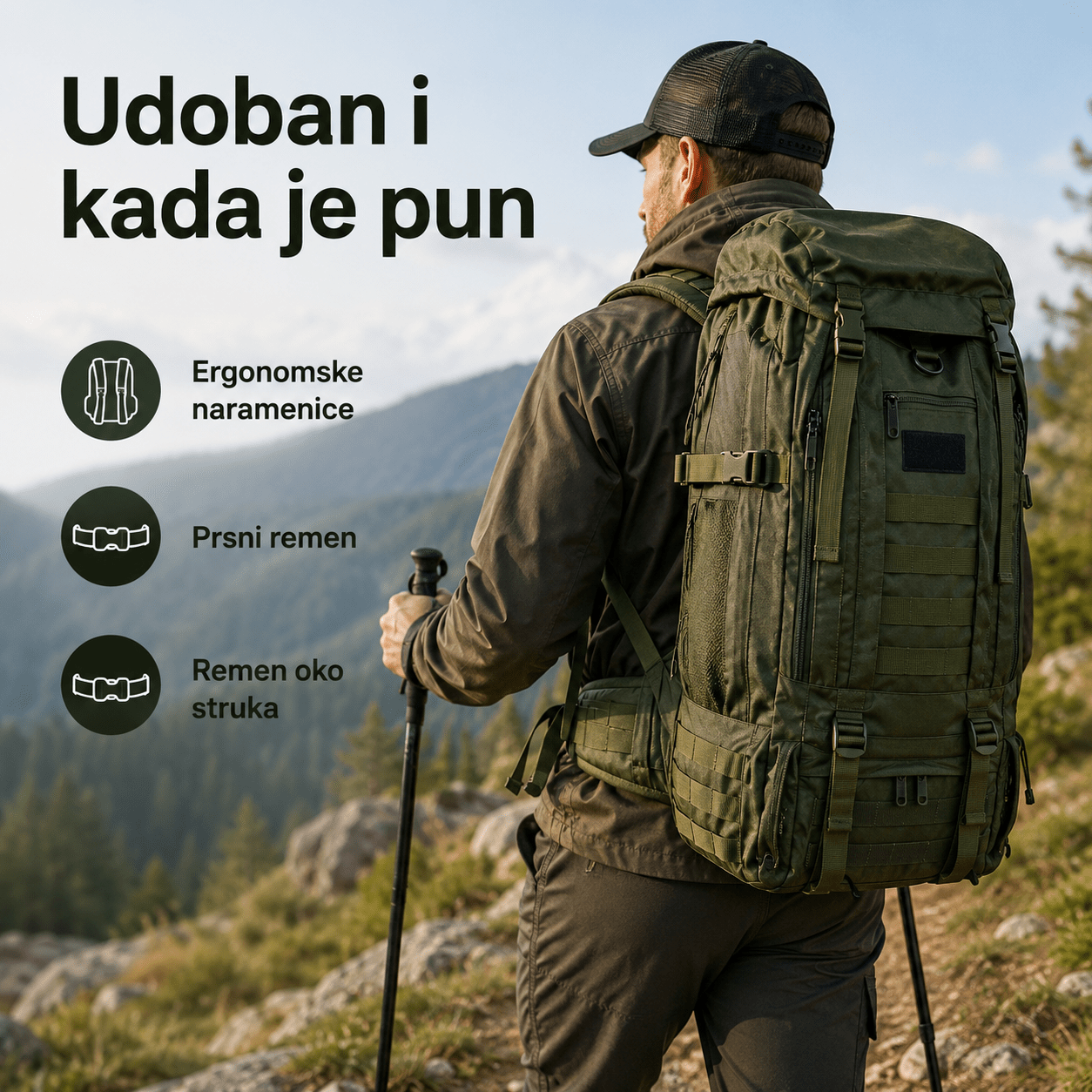 Taktički Outdoor Ruksak 70–80 L – – Maskirna – slika 7