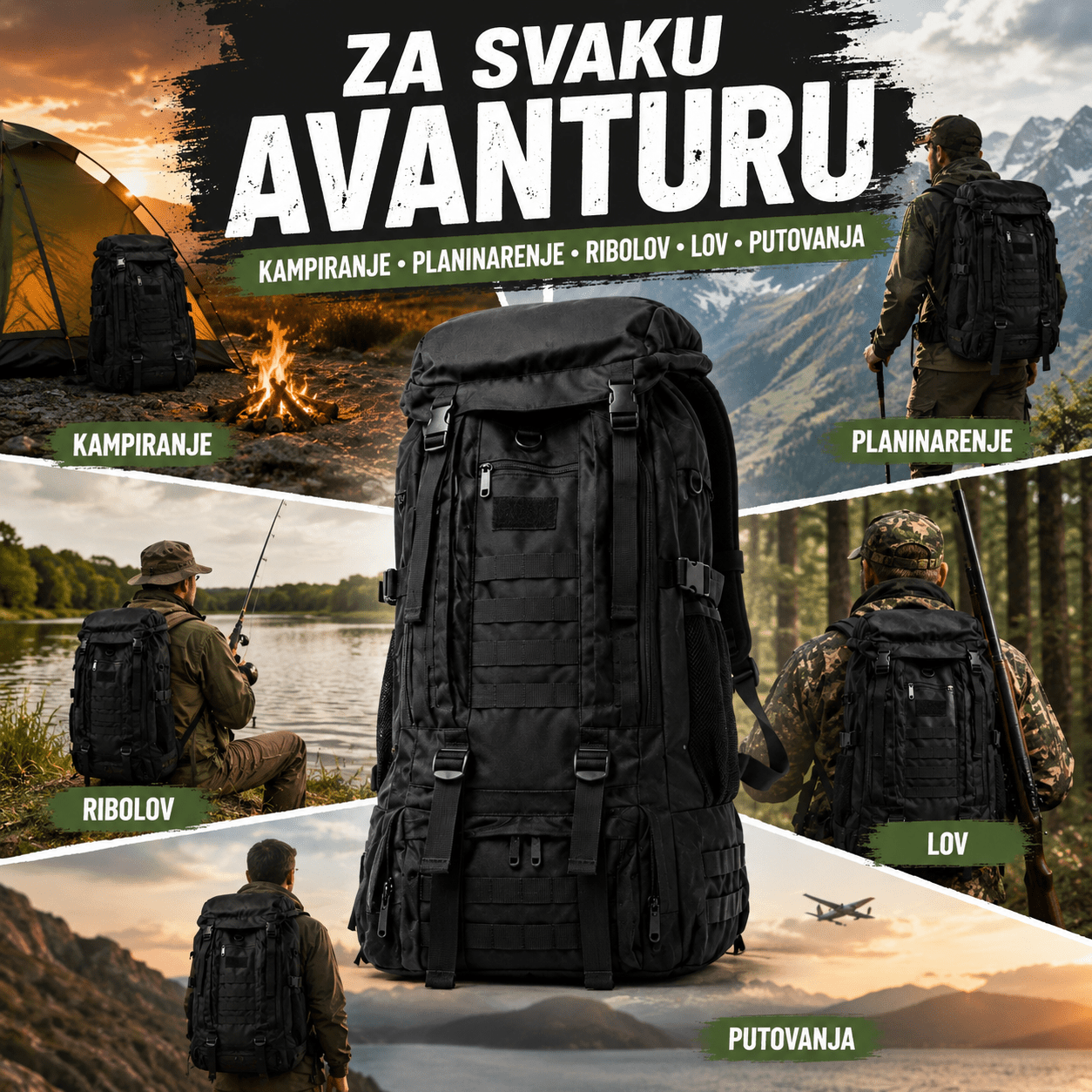 Taktički Outdoor Ruksak 70–80 L – – Maskirna – slika 5
