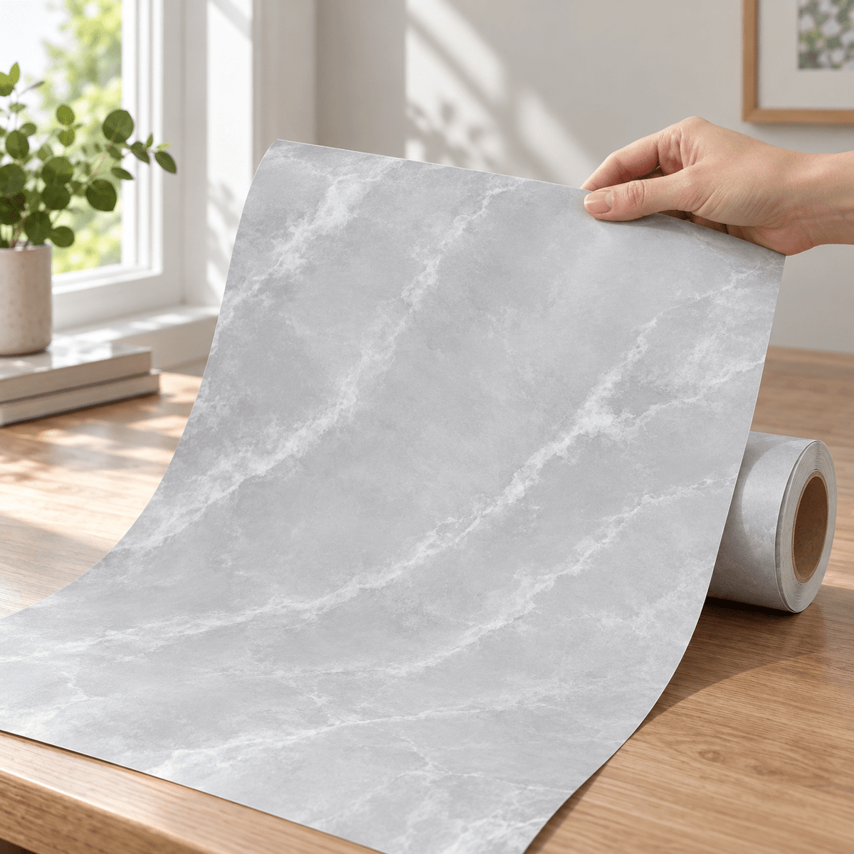 Tapeta u rolni 5 m × 60 cm – šest mramornih uzoraka – Tapete u rolni 5 m × 60 cm – Svijetlosivi mramor – slika 18