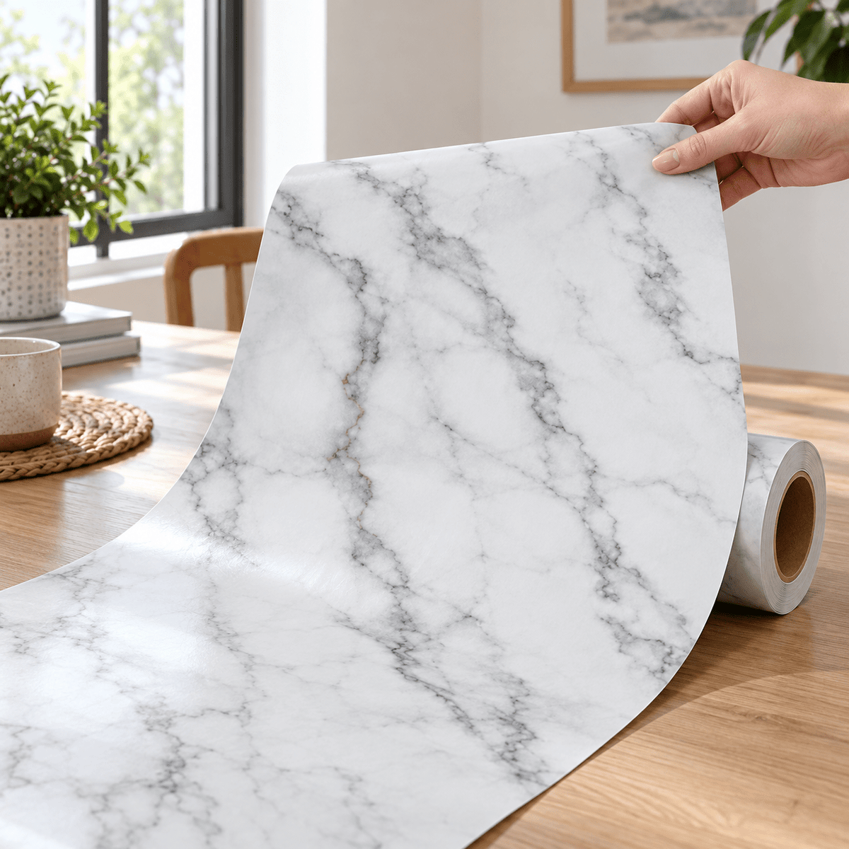 Tapeta u rolni 5 m × 60 cm – šest mramornih uzoraka – Tapete u rolni 5 m × 60 cm – Bijeli mramor sa sivim grananjem – slika 12