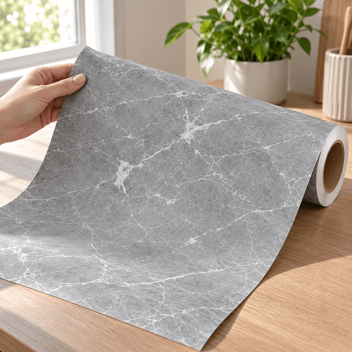 Tapeta u rolni 5 m × 60 cm – šest mramornih uzoraka – Tapete u rolni 5 m × 60 cm – Sivi mramor s bijelim venama – slika 15