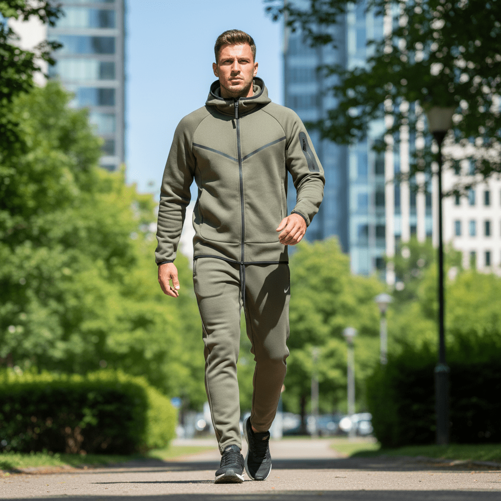 Tech Fleece Stil Trenerka - Maslinasto Zelena & Crna – Sportska Odjeća – S Maslinasto Zelena – slika 2