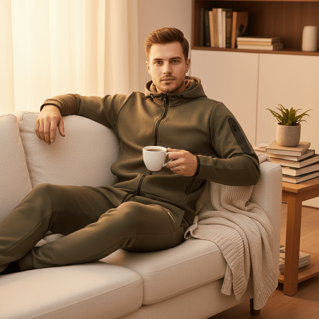 Tech Fleece Stil Trenerka - Maslinasto Zelena & Crna – Sportska Odjeća – S Maslinasto Zelena – slika 4