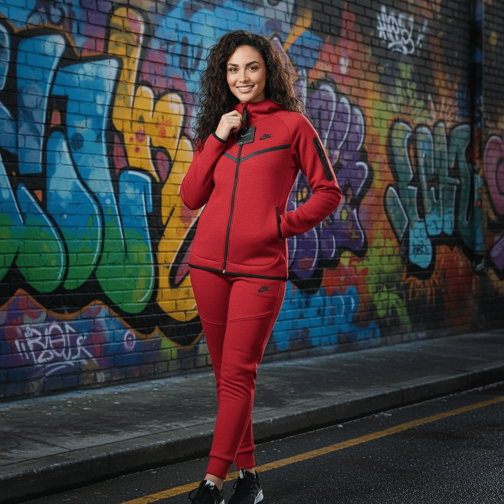 Tech Fleece Ženska Trenerka - Crvena – Ženska Odjeća – S Crvena – slika 5