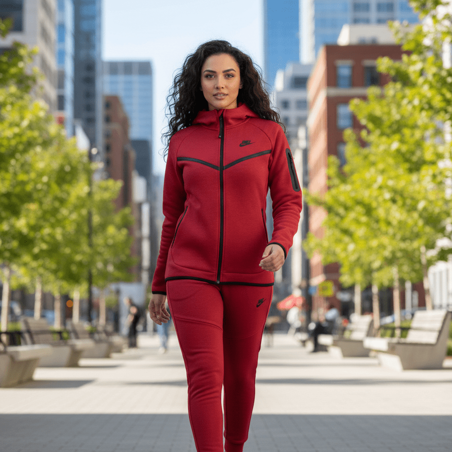 Tech Fleece Ženska Trenerka - Crvena – Ženska Odjeća – S Crvena – slika 1