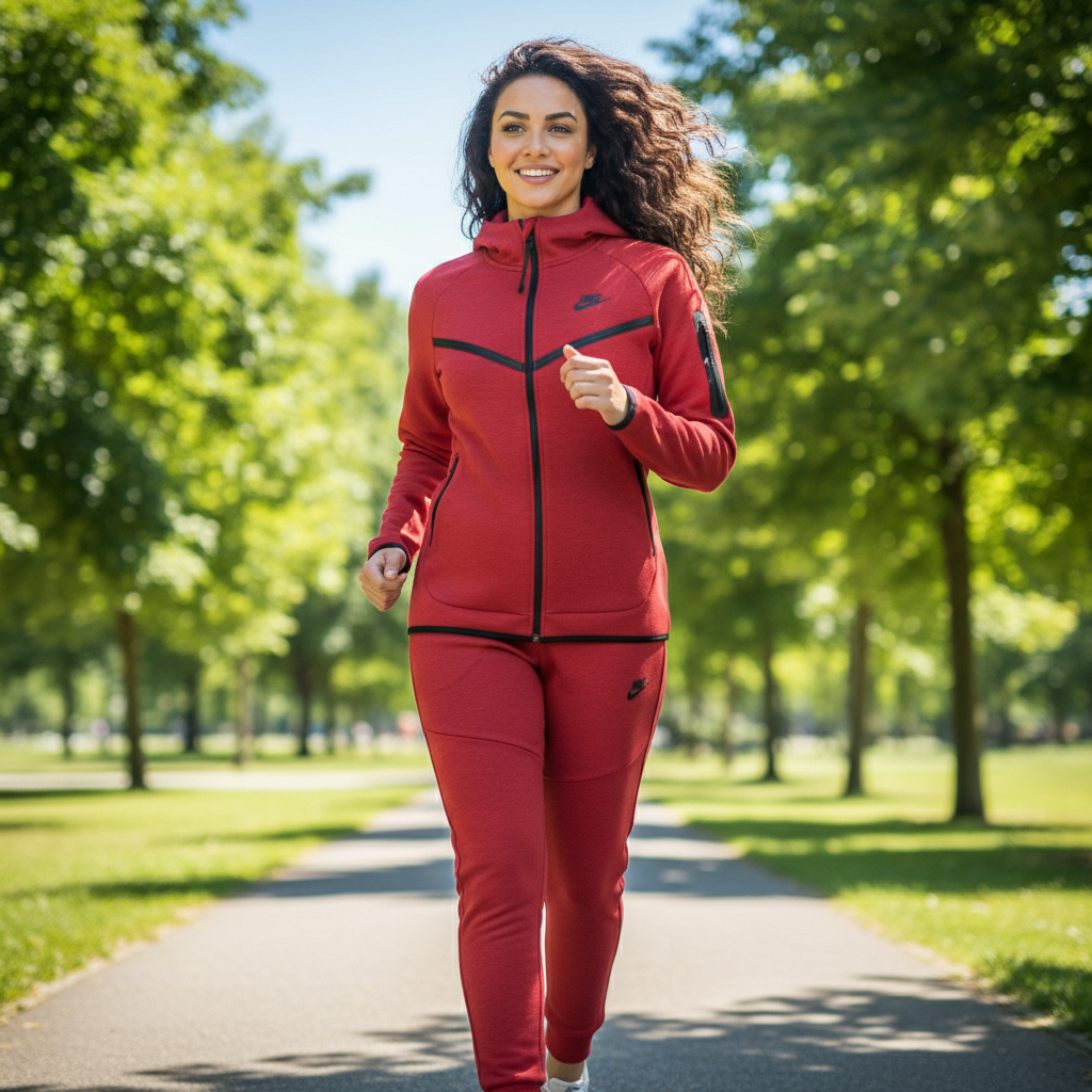 Tech Fleece Ženska Trenerka - Crvena – Ženska Odjeća – S Crvena – slika 3