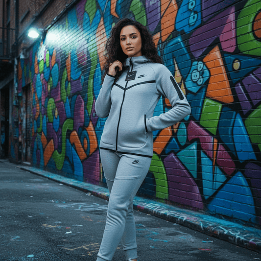 Tech Fleece Ženska Trenerka - Sivi Komplet – Ženska Odjeća – M Siva – slika 1