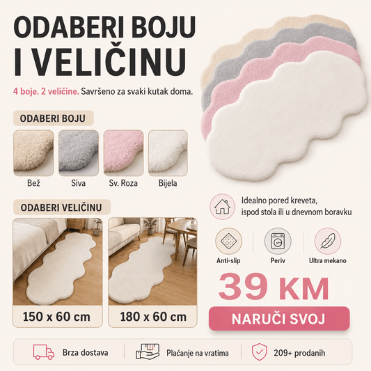 Tepih umjetno krzno – – Bež 180x60 cm – slika 2
