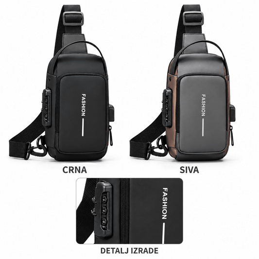 Torba preko jednog ramena s bravicom – Torbe preko ramena – Crna – slika 1