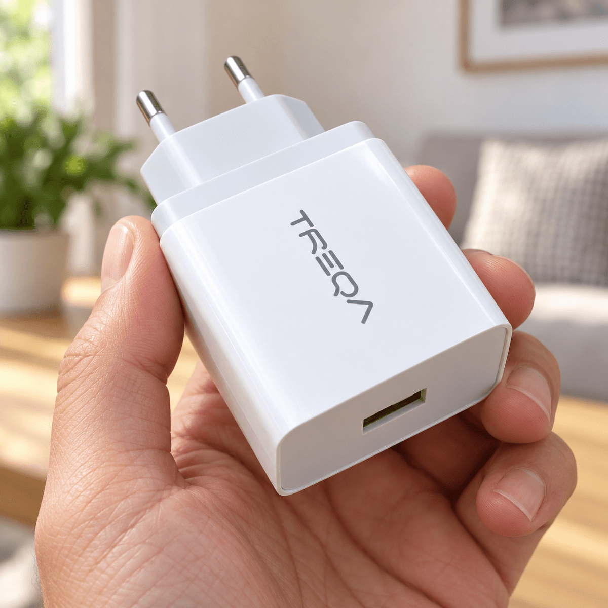 TREQA bijeli mrežni adapter s USB-A izlazom – TREQA bijeli USB-A mrežni adapteri – – slika 3
