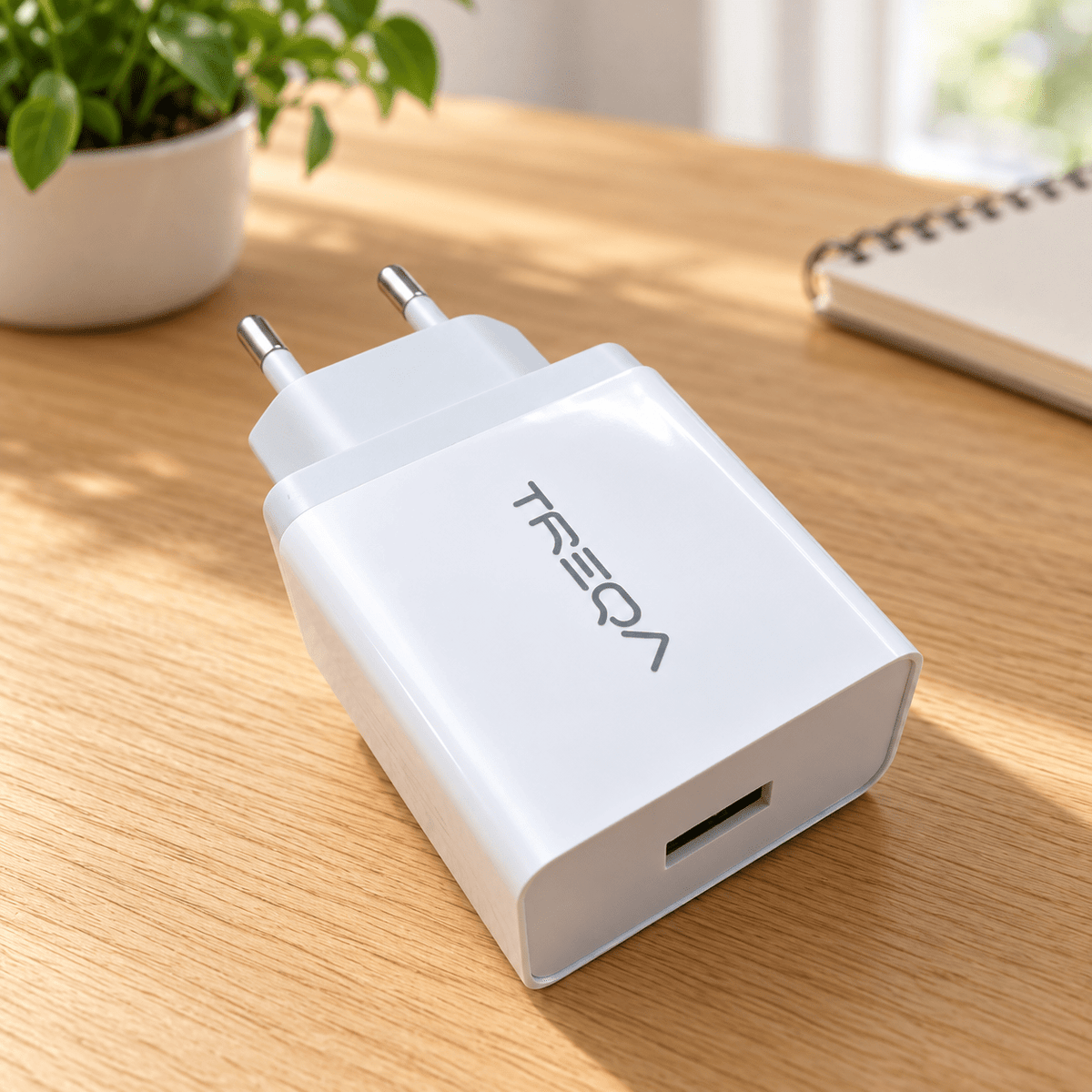 TREQA bijeli mrežni adapter s USB-A izlazom – TREQA bijeli USB-A mrežni adapteri – – slika 2