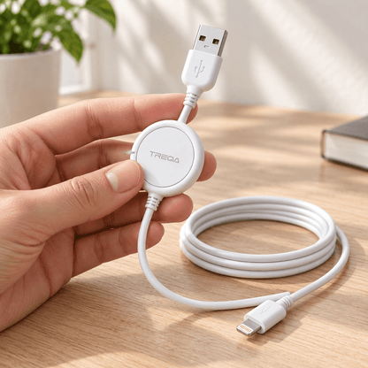 TREQA bijeli USB-A na Lightning kabal s kružnim dijelom – Bijeli Lightning kablovi s kružnim dijelom – – slika 3
