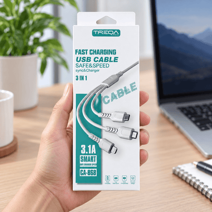 TREQA CA-868 bijeli kabal za punjenje 3 u 1 – TREQA CA-868 kablovi 3 u 1 – – slika 3