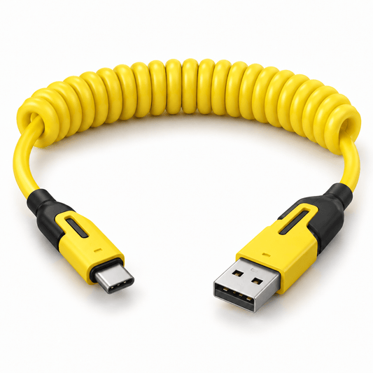 TREQA CA-894 spiralni kabl 4u1 – žuti – Spiralni USB kablovi TREQA CA-894 – – slika 1