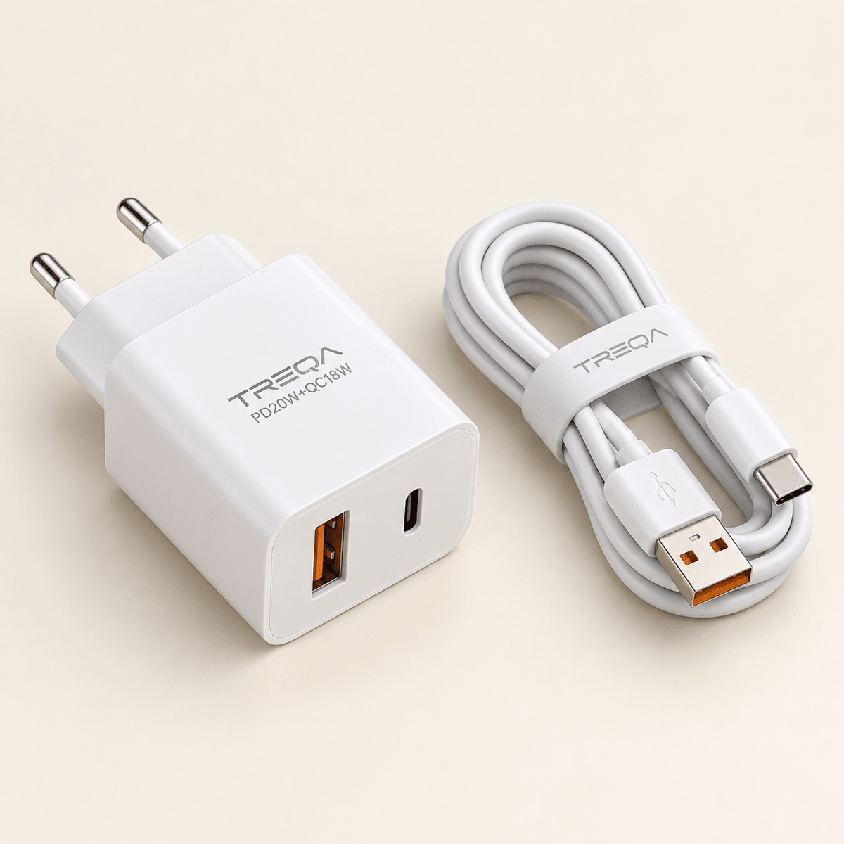 TREQA CH-635 USB-A i USB-C punjač s kablom – Zidni punjači TREQA CH-635 – – slika 1