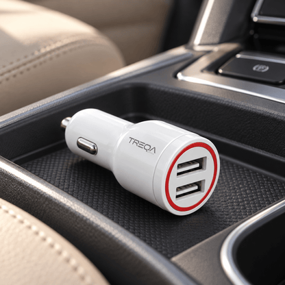 TREQA CS-207 bijeli auto punjač s 2 USB-A izlaza – TREQA bijeli auto punjači CS207 – – slika 2