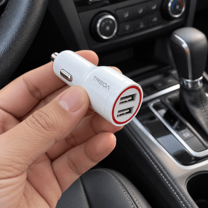 TREQA CS-207 bijeli auto punjač s 2 USB-A izlaza – TREQA bijeli auto punjači CS207 – – slika 3