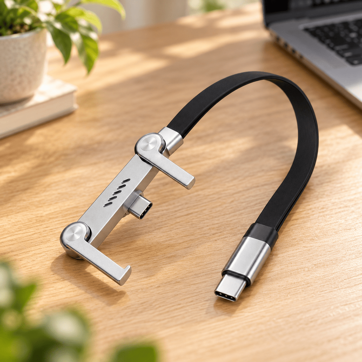 TREQA kabal sa sklopivim držačem za telefon – USB kablovi – CA-8008 USB-C → USB-C – slika 2