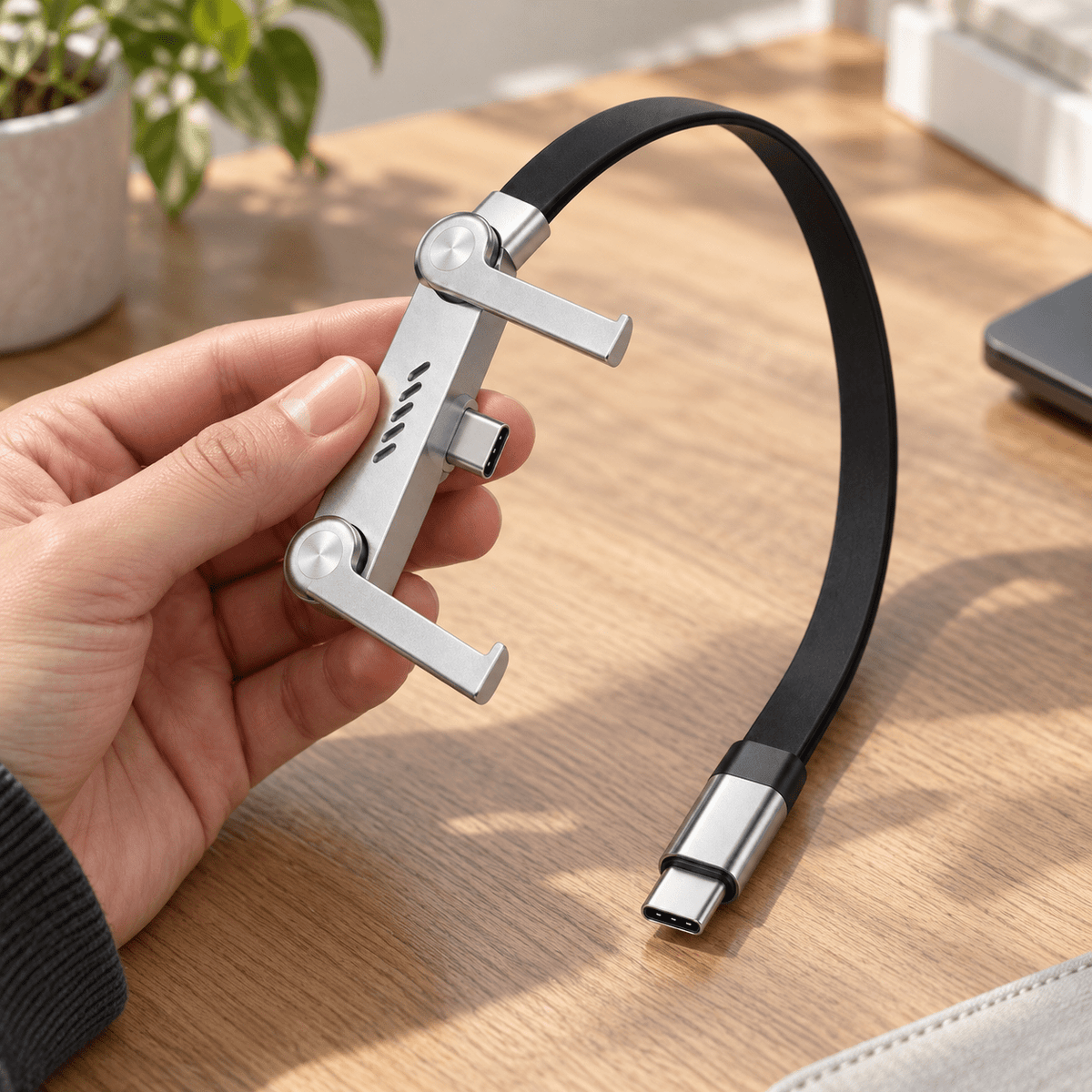 TREQA kabal sa sklopivim držačem za telefon – USB kablovi – CA-8008 USB-C → USB-C – slika 3