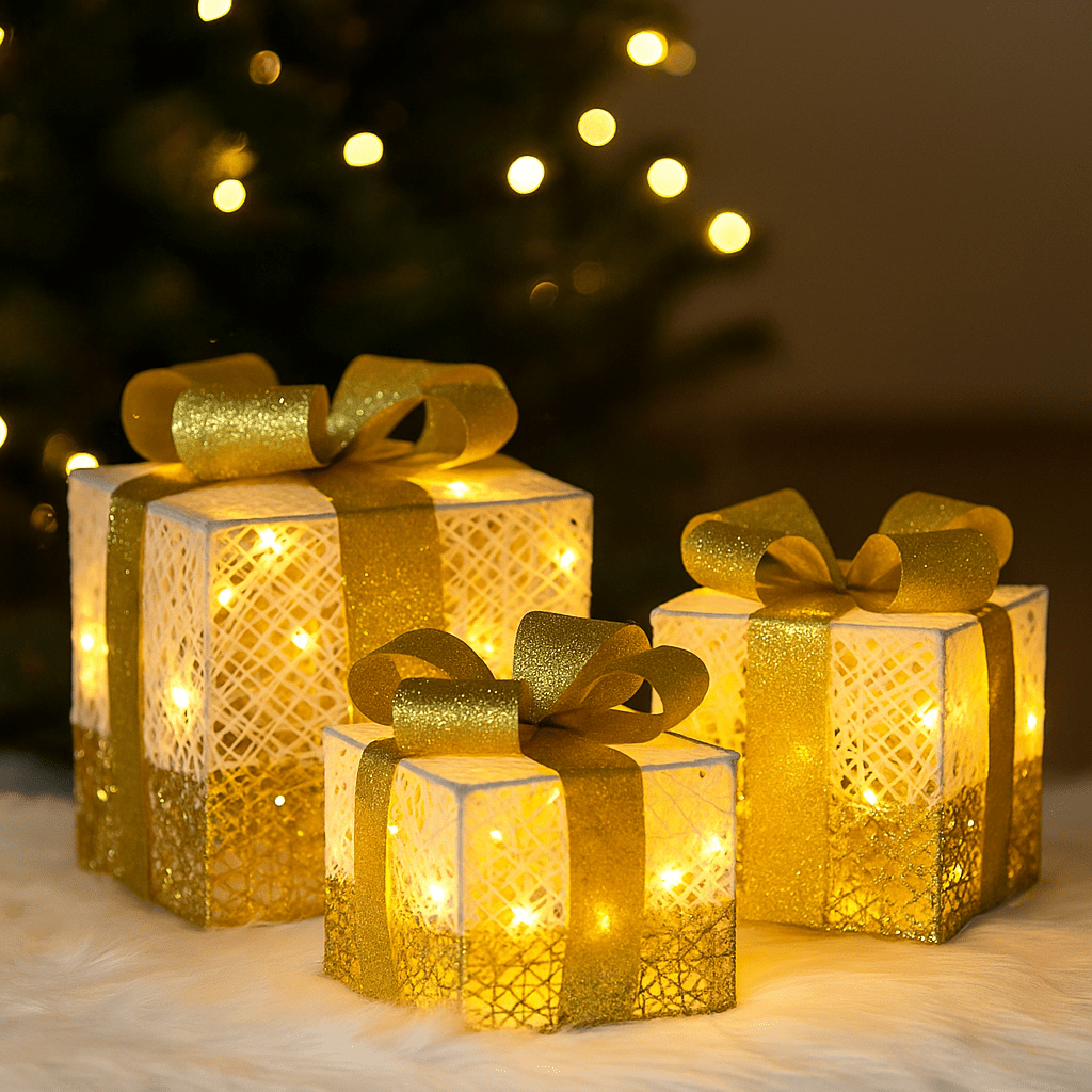 Tri Svjetleće Dekorativne Poklon Kutije - SAMO KLIKNI