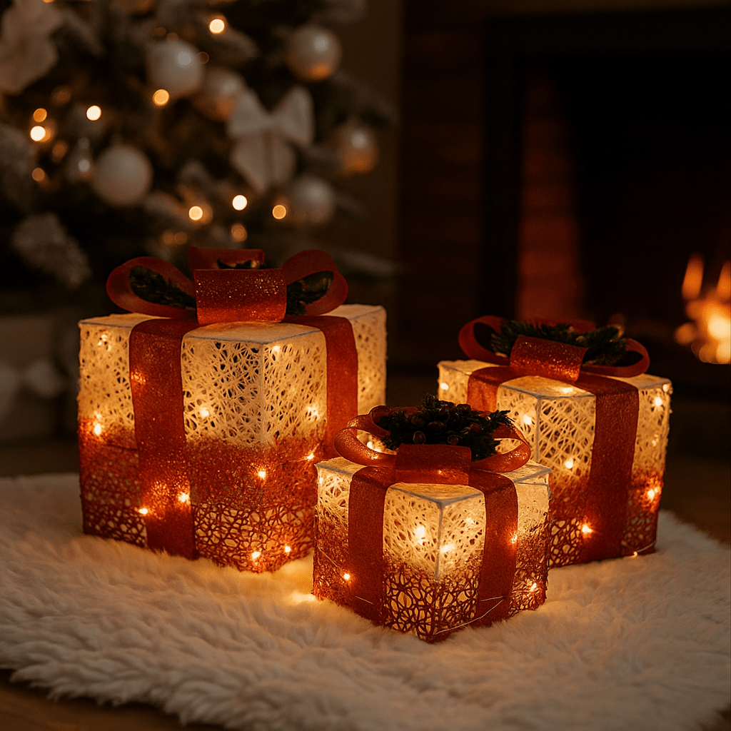 Tri Svjetleće Dekorativne Poklon Kutije - SAMO KLIKNI