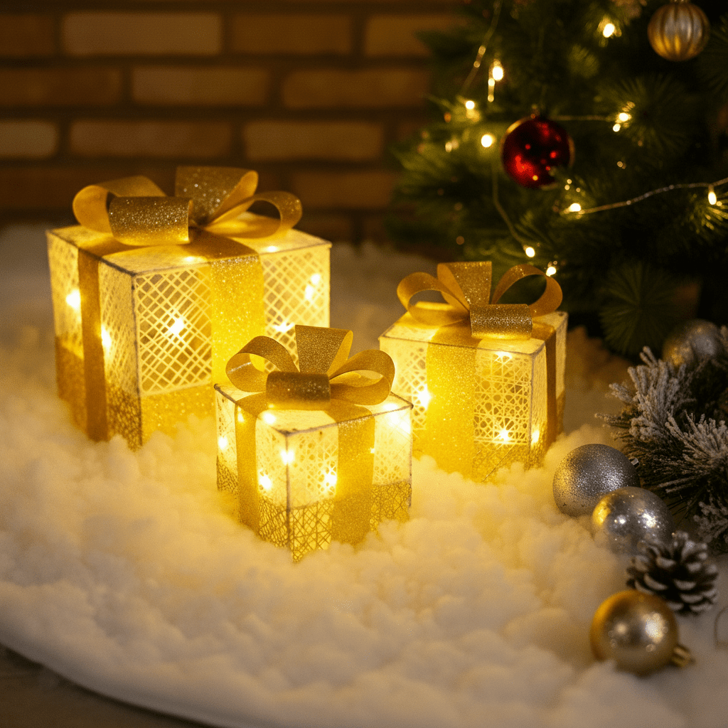 Tri Svjetleće Dekorativne Poklon Kutije - SAMO KLIKNI