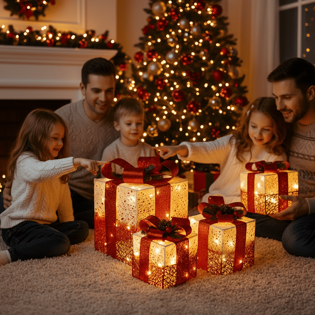 Tri Svjetleće Dekorativne Poklon Kutije - SAMO KLIKNI