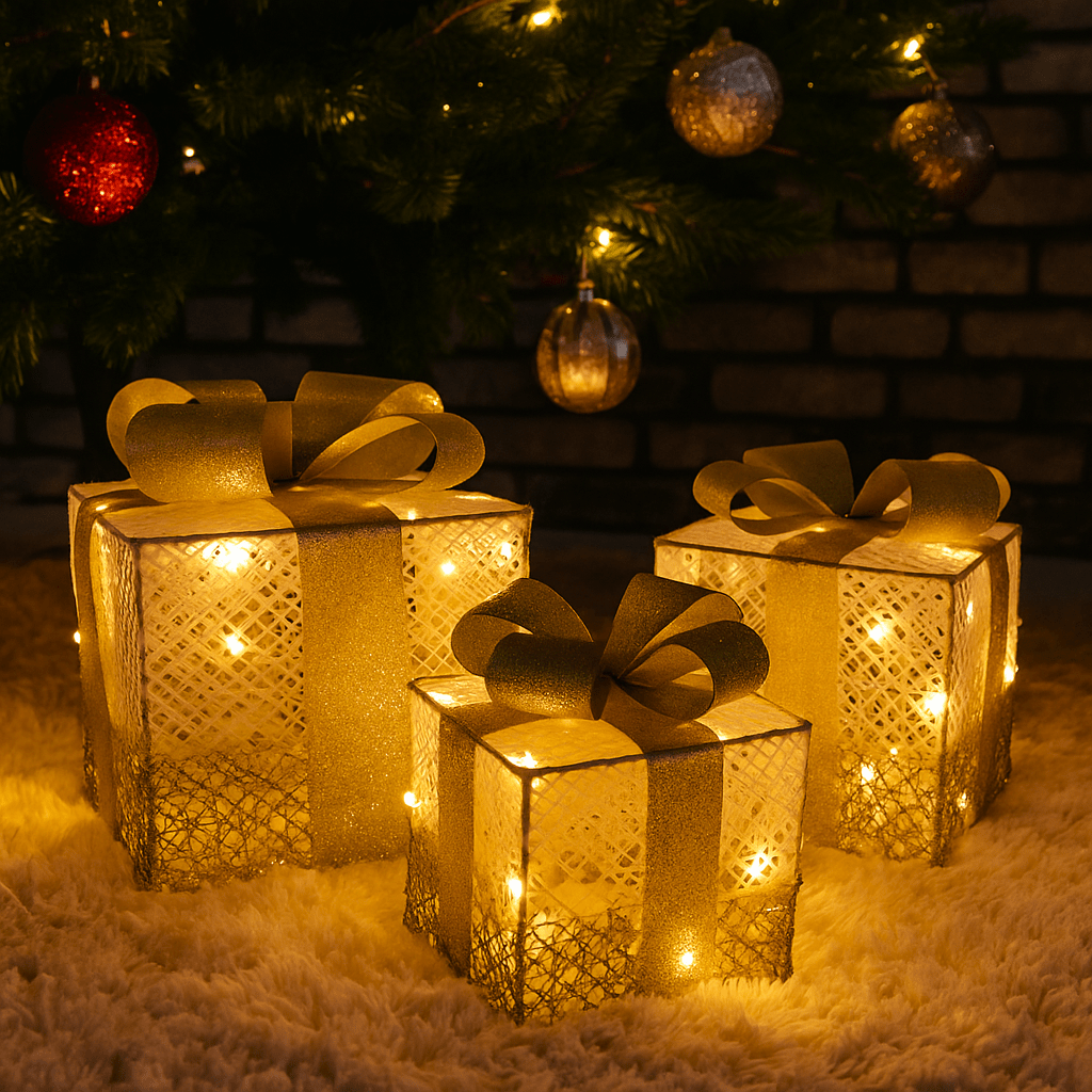 Tri Svjetleće Dekorativne Poklon Kutije - SAMO KLIKNI