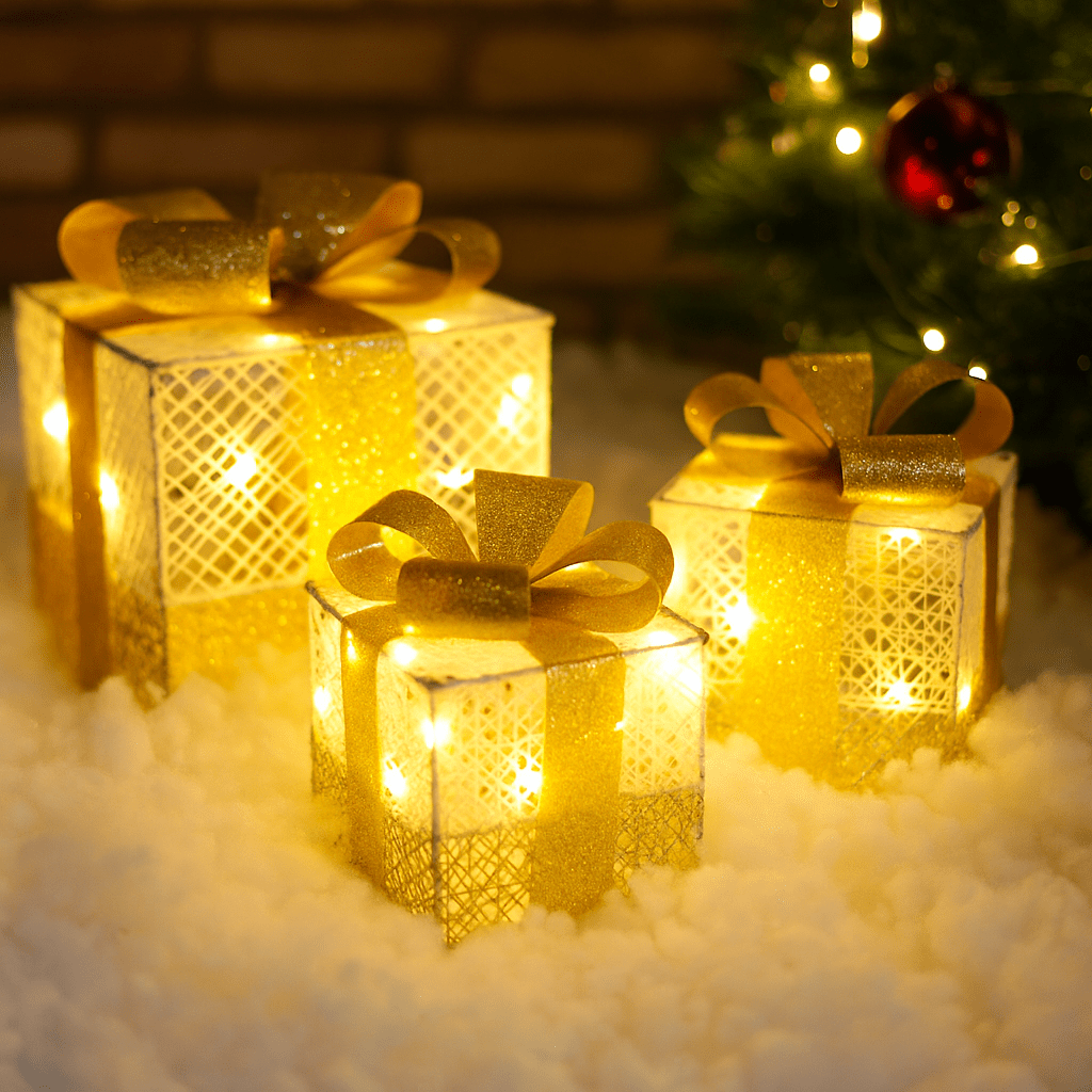 Tri Svjetleće Dekorativne Poklon Kutije - SAMO KLIKNI