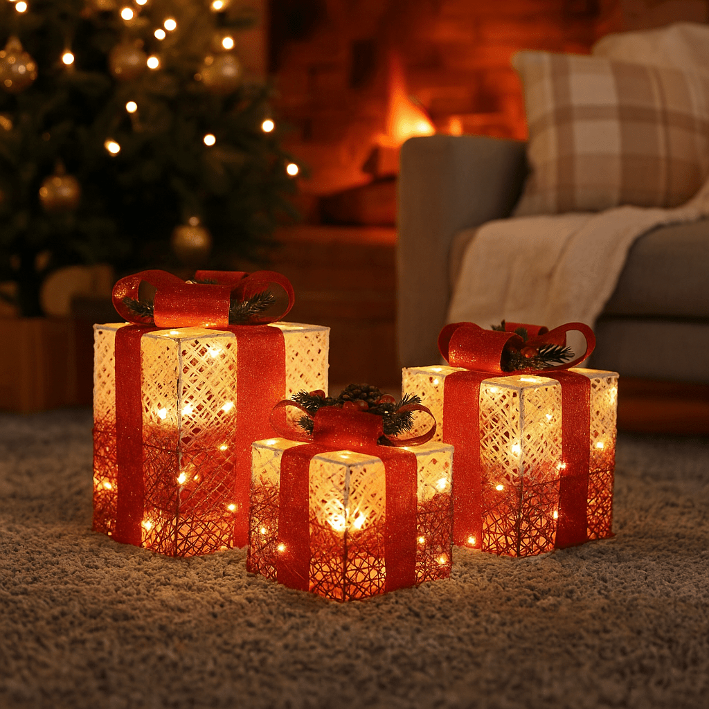 Tri Svjetleće Dekorativne Poklon Kutije - SAMO KLIKNI