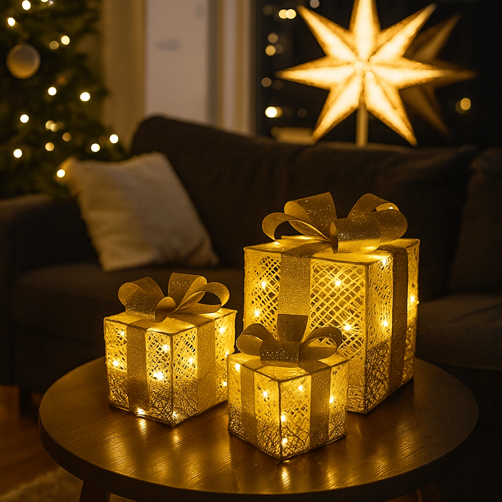 Tri Svjetleće Dekorativne Poklon Kutije - SAMO KLIKNI