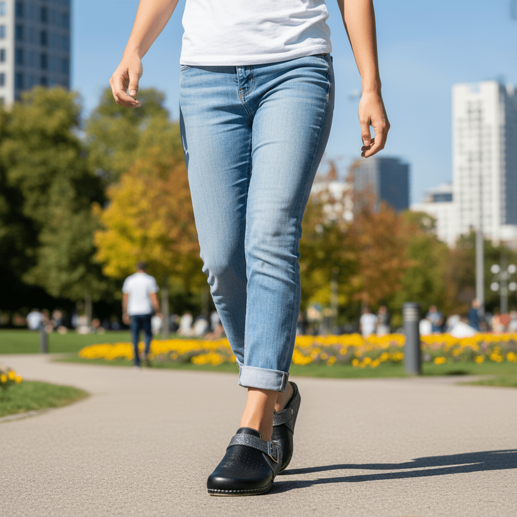 Udobne Klompice sa Sjajnom Trakom - Crna/Srebrna – Klompice – 37 Crna/Srebrna – slika 6