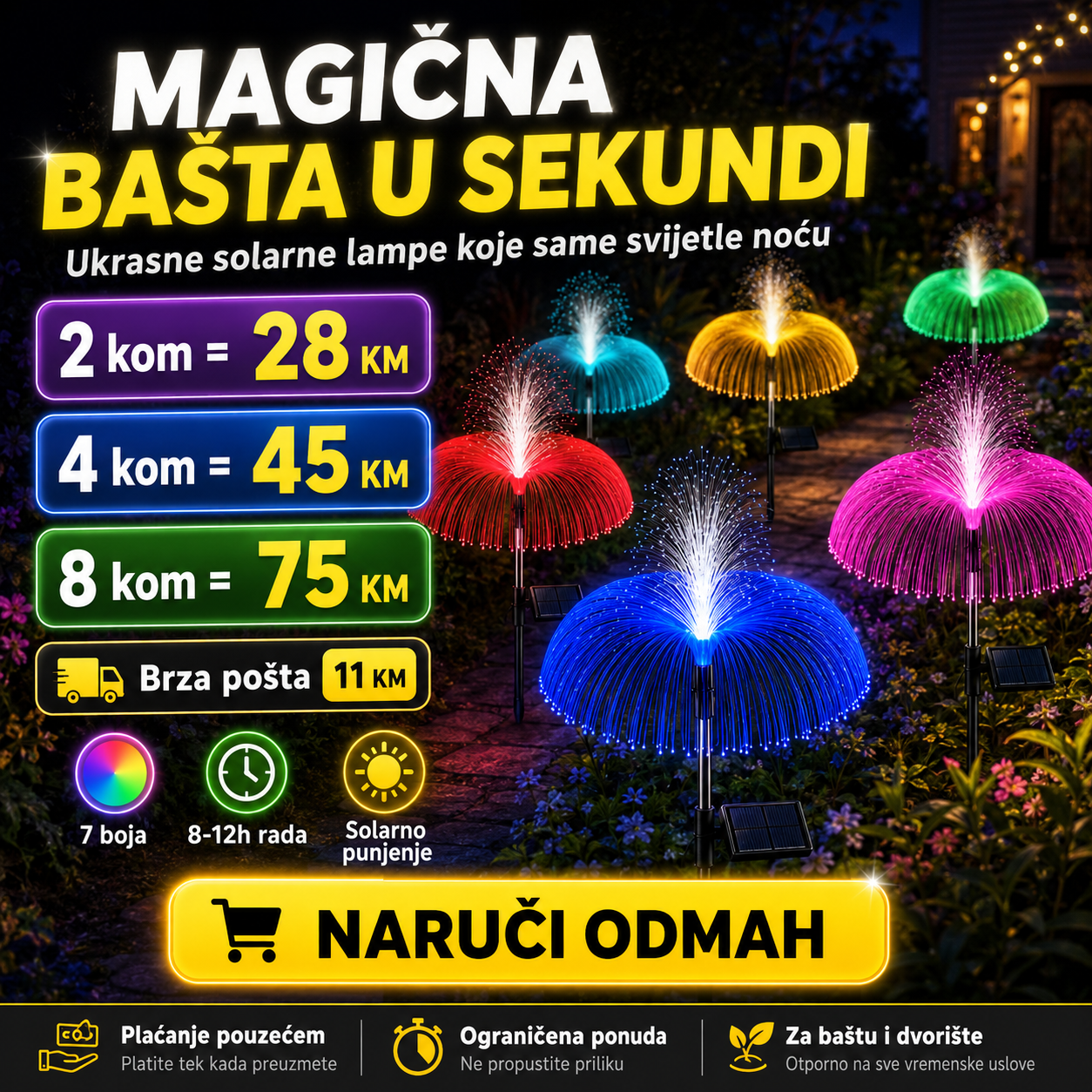 Ukrasne solarna lampe za baštu – – 2 komada – slika 1