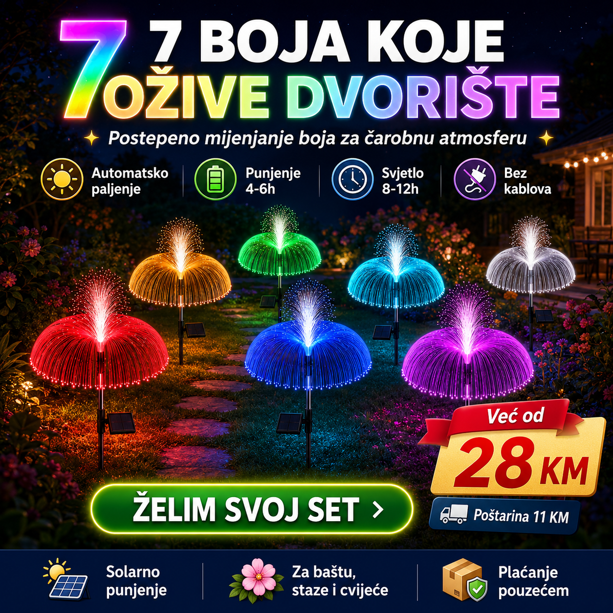 Ukrasne solarna lampe za baštu – – 2 komada – slika 5