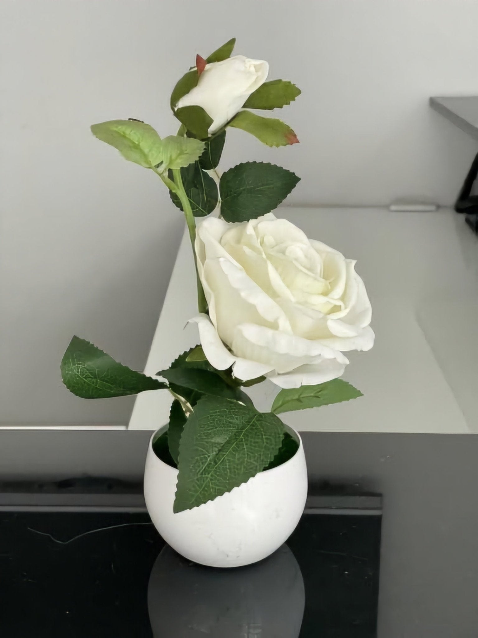 Umjetna Bijela Ruža (28 cm) – – – slika 3