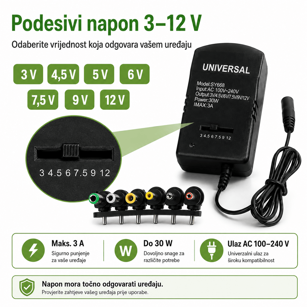Univerzalni AC/DC Adapter i 6 Izmjenjivih Priključaka – Adapteri i napajanje – – slika 4