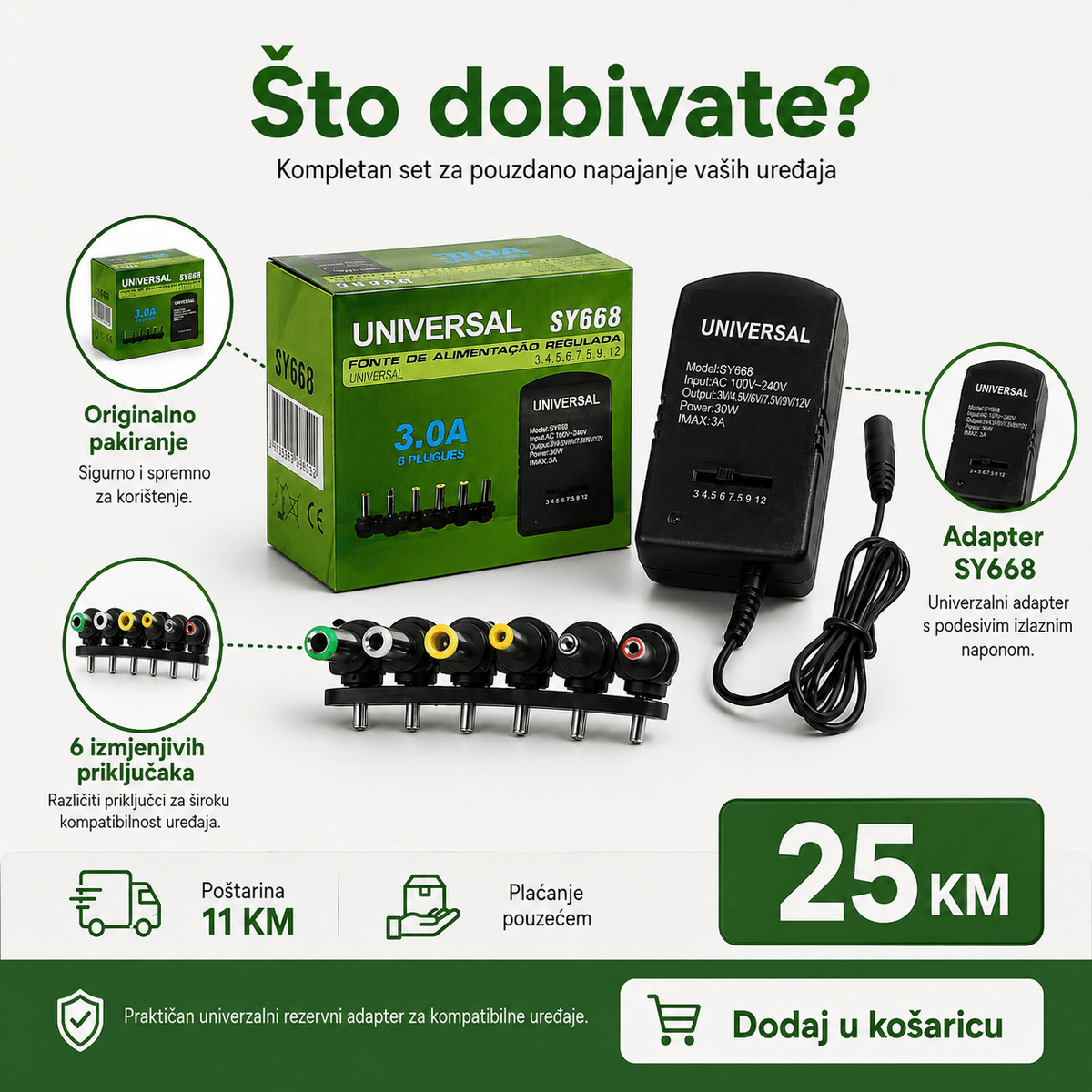 Univerzalni AC/DC Adapter i 6 Izmjenjivih Priključaka – Adapteri i napajanje – – slika 8