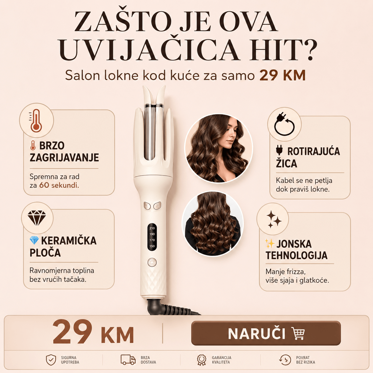 Uvijač za Kosu s Negativnim Ionima – – – slika 2