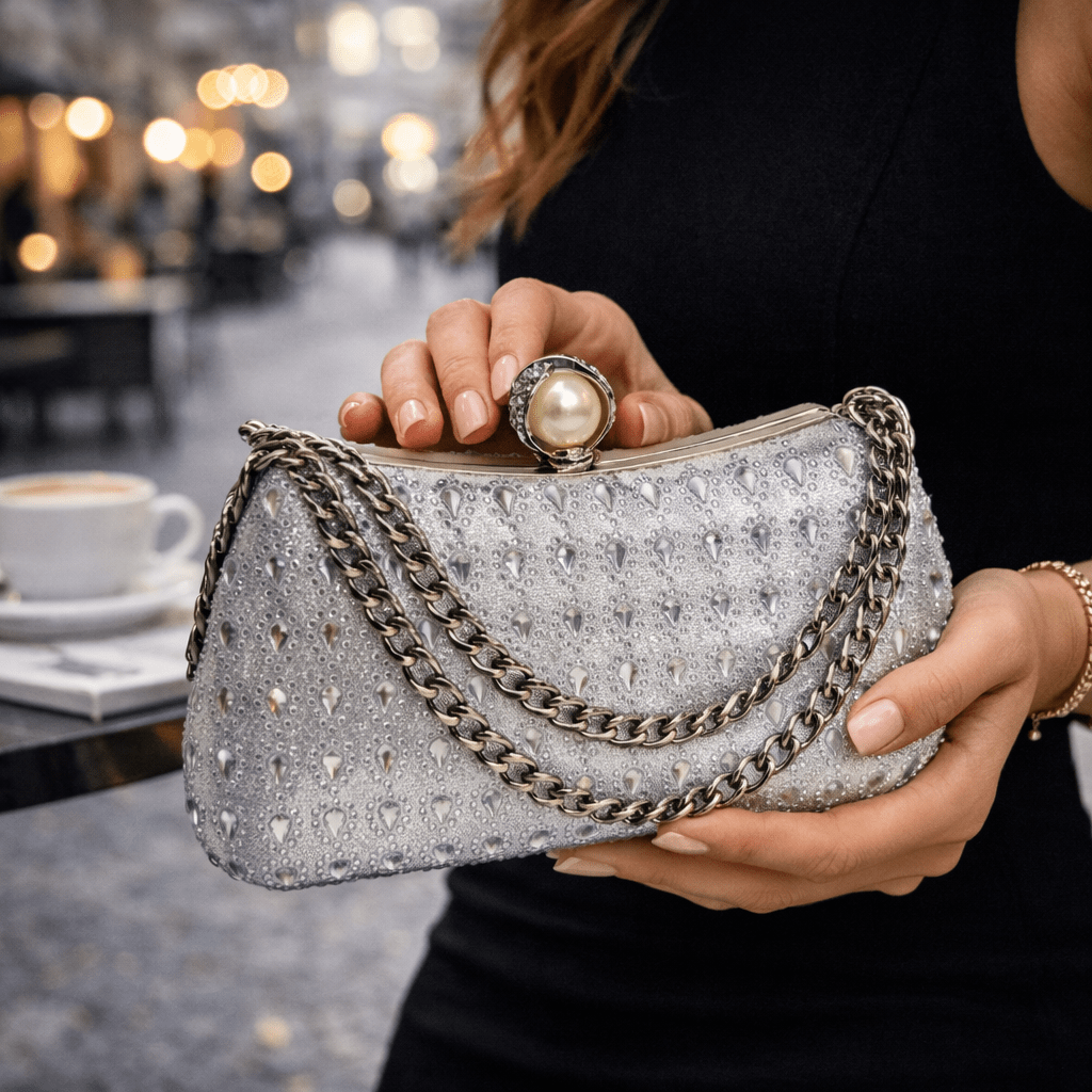 Večernja torbica s bisernom kopčom - SAMO KLIKNI