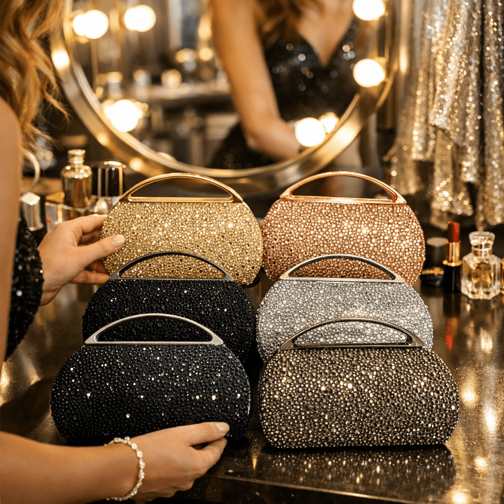 Večernja Torbica s Kristalnim Sjajem – – Crna – slika 3