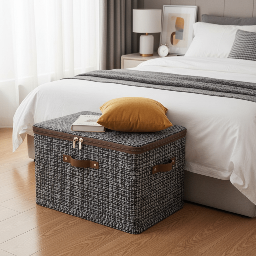 Veliki Sklopivi Spremnik za Odjeću i Stvari – Kućno skladištenje – Ekstra Velika Duboko Siva – slika 6