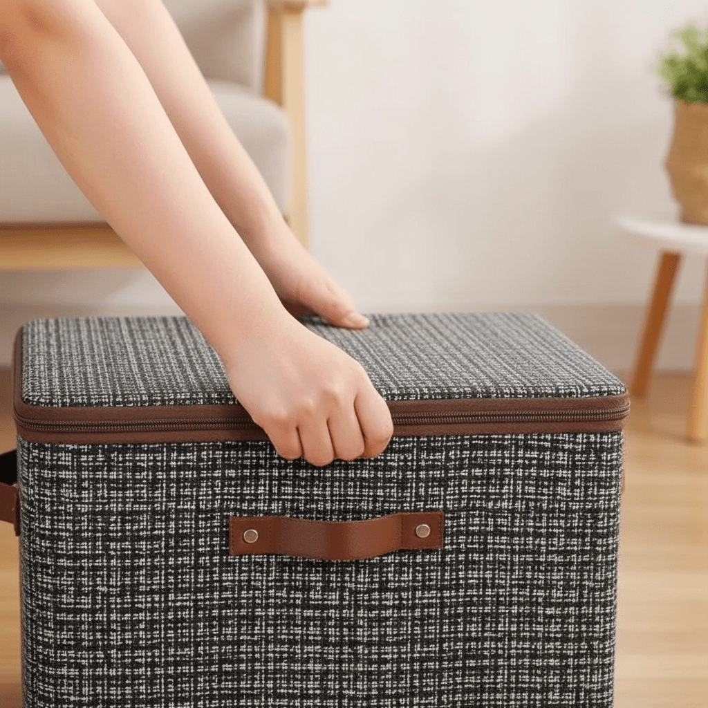 Veliki Sklopivi Spremnik za Odjeću i Stvari – Kućno skladištenje – Ekstra Velika Duboko Siva – slika 5