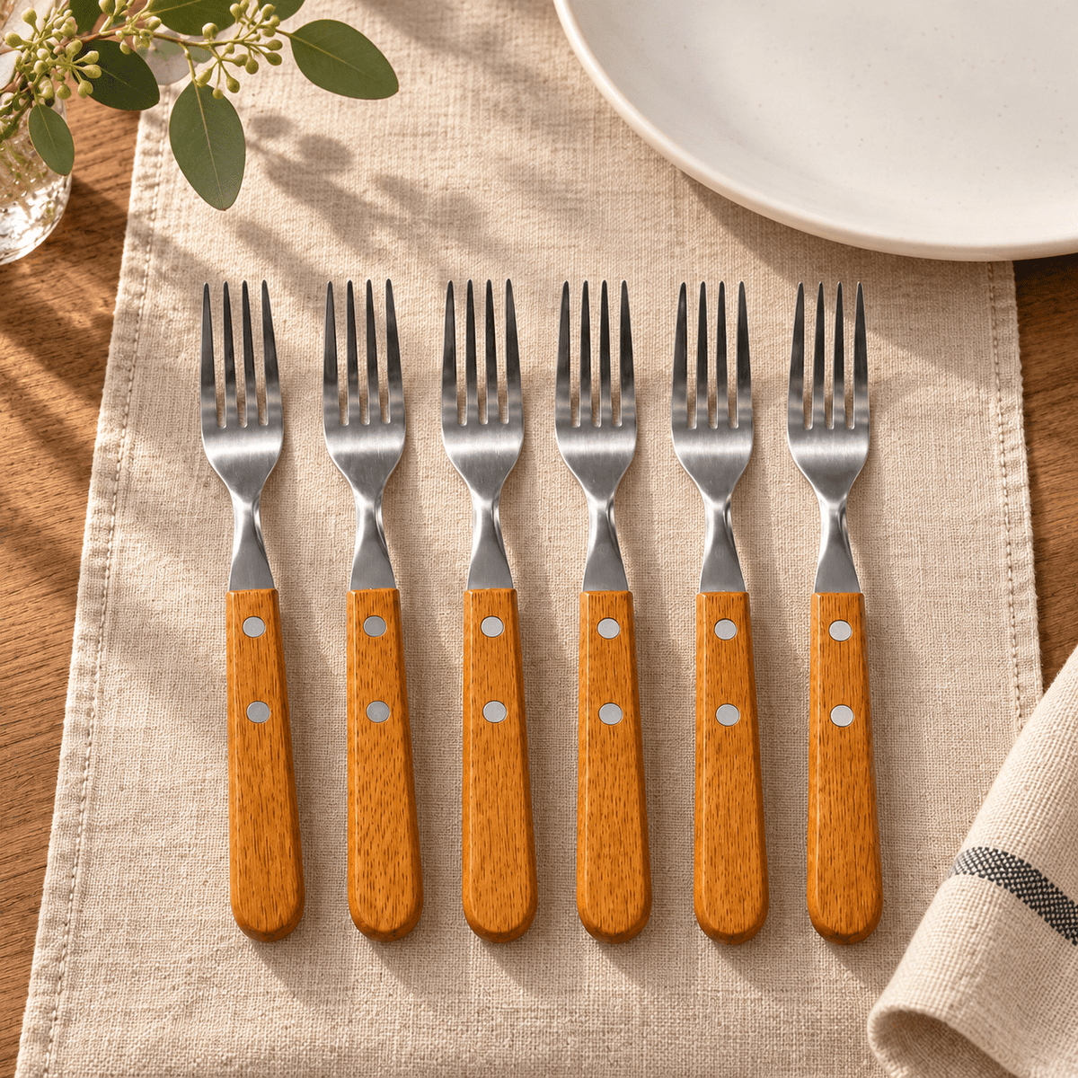 Viljuške s drvenim drškama – set 6 komada – Viljuške s drvenim drškama – – slika 2