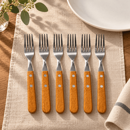 Viljuške s drvenim drškama – set 6 komada – Viljuške s drvenim drškama – – slika 2