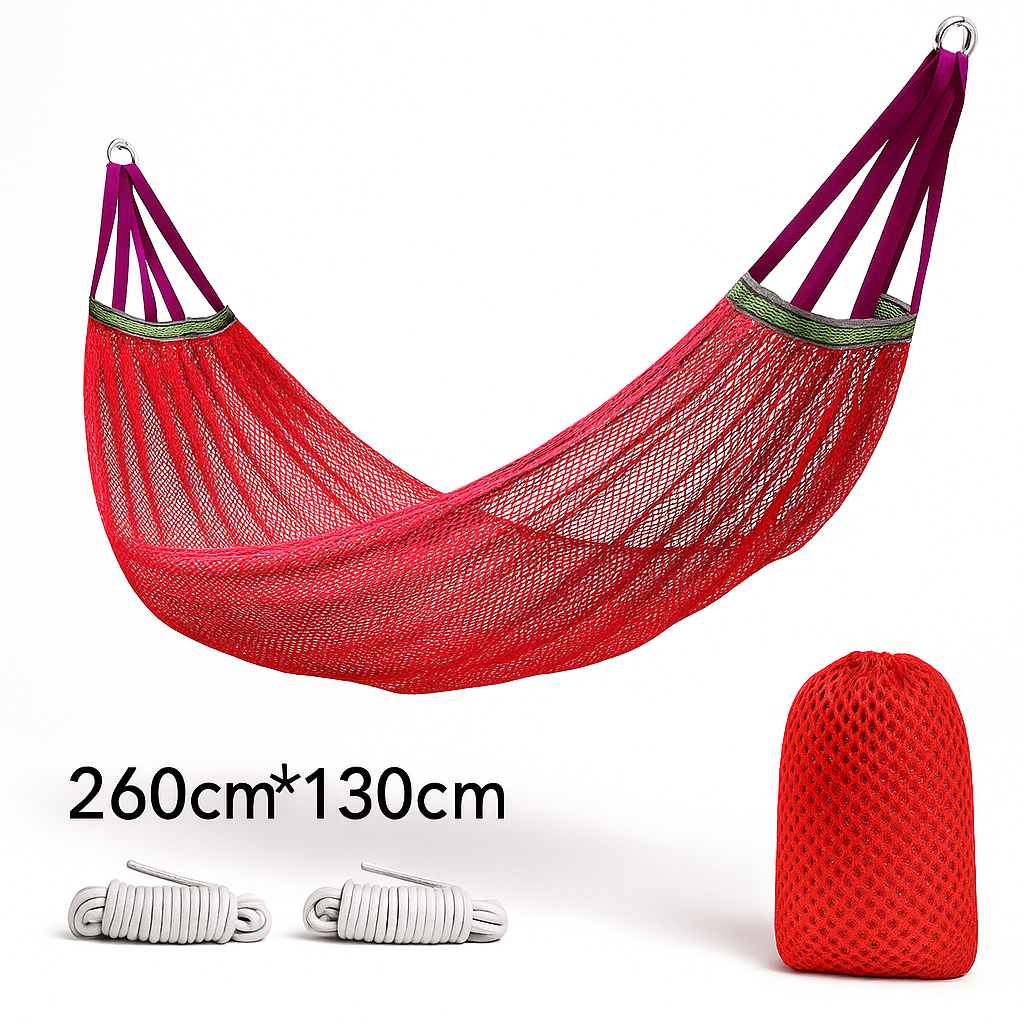 Viseća Mrežasta Ležaljka 260x130 cm – – Crvena – slika 2