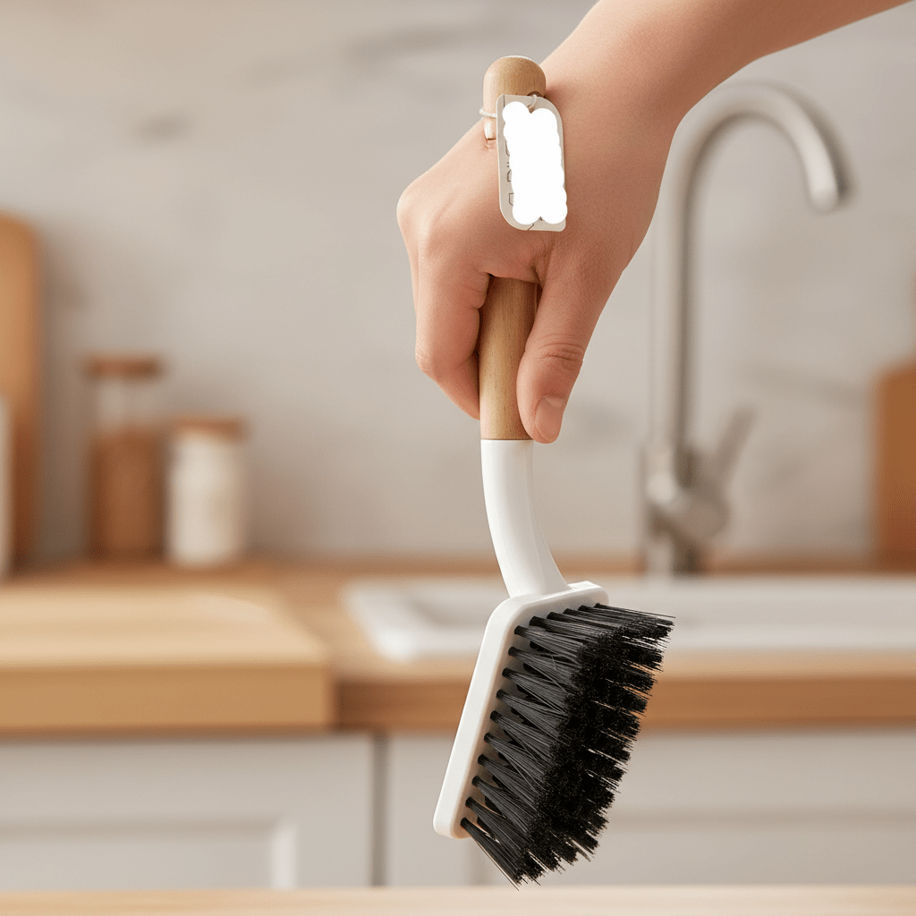 Višenamjenska Četka za Čišćenje s Ergonomskom Drvenom Drškom – Četke za čišćenje – Bijelo - Smeđa – slika 5