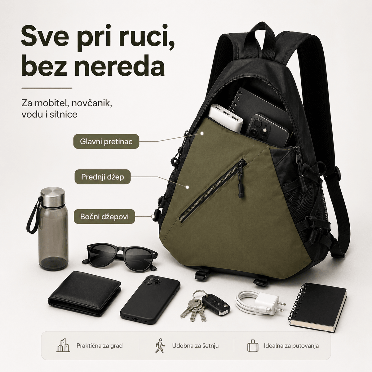Višenamjenska sportska torba 2u1 – Torbe i ruksaci – Tamnosiva – slika 4