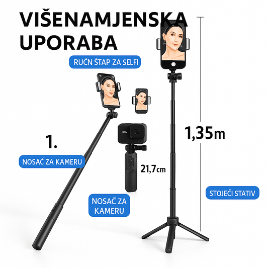 Višenamjenski 3u1 Selfie Štap - SAMO KLIKNI